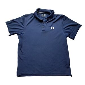 Under Armour Navy Blue Heatgear Loose Fit Polo Shirt Short Sleeve Size Medium